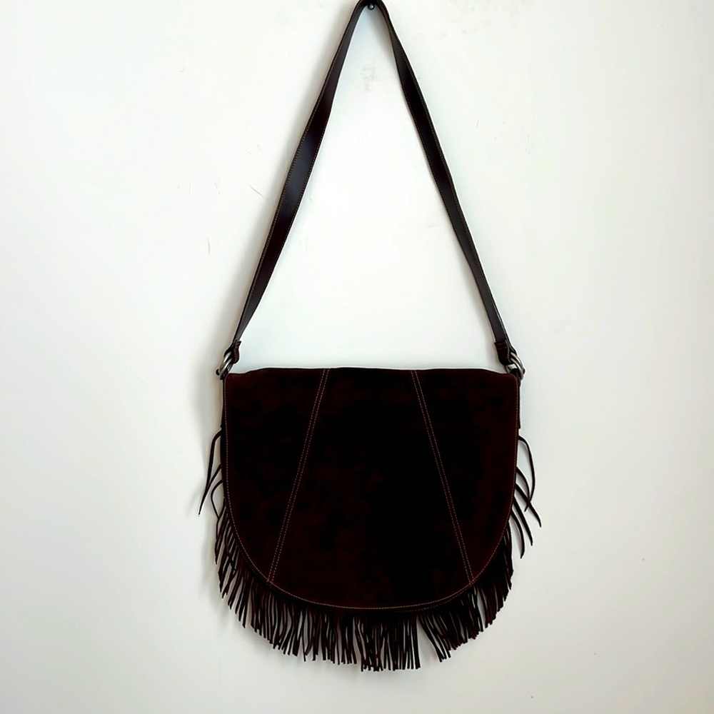 Polo Jeans Company Brown Suede Cross Body Bag with Fringe